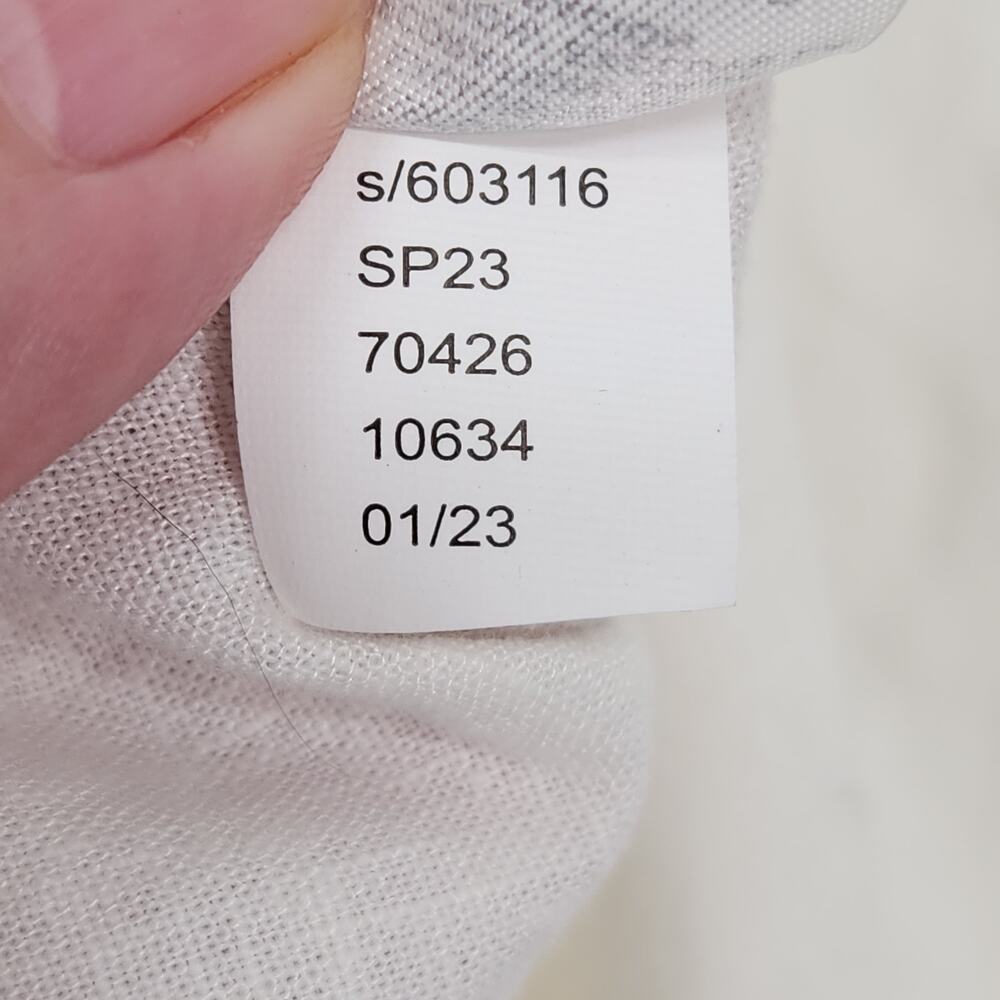 Loft White Linen Blend Floral Embroidered Collared Button Up Shirt Women's L - Picture 5 of 8